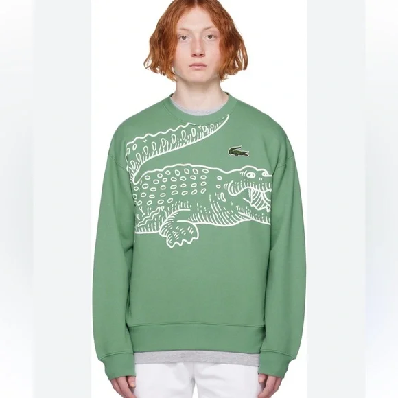 NWOT Lacoste Men’s Round Neck Loose Fit Croc Print Jogger Sweatshirt Size M - Picture 7 of 13